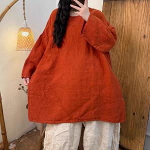 Pop Colors Large Size Casual Linen Tunic