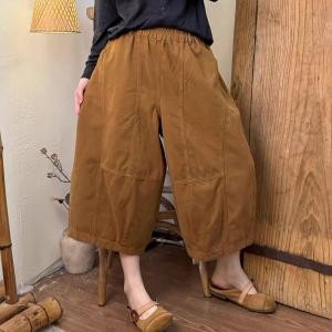 Summer High Waist Wide Leg Cropped Pants