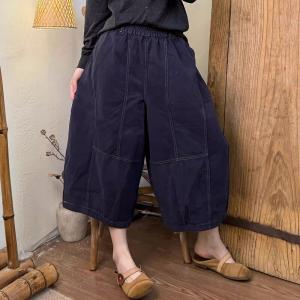 Summer High Waist Wide Leg Cropped Pants