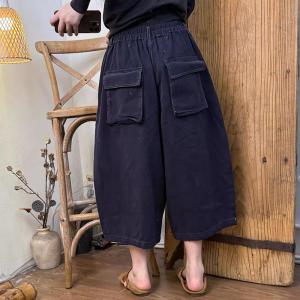 Summer High Waist Wide Leg Cropped Pants
