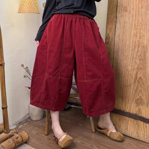 Summer High Waist Wide Leg Cropped Pants