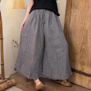 Rustic Chic Linen Pleated Wide Leg Pants