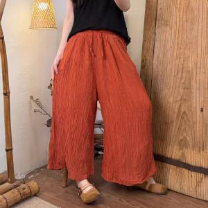 Rustic Chic Linen Pleated Wide Leg Pants