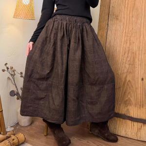 Dark Coffee Wide Leg Houndstooth Pants