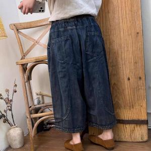 Casual Wide Leg Dark Wash Jeans for Women