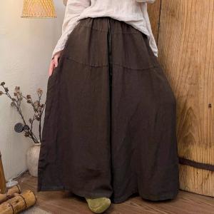 Breathable Comfy Plain Linen Palazzo Pants