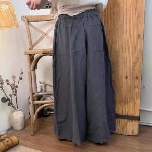 Breathable Comfy Plain Linen Palazzo Pants