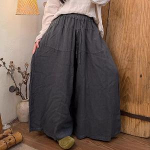 Breathable Comfy Plain Linen Palazzo Pants
