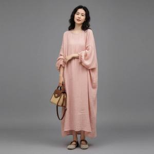 Resort Fashion Puff Sleeve Loose Linen Dress