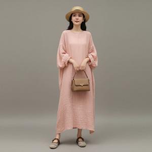 Resort Fashion Puff Sleeve Loose Linen Dress