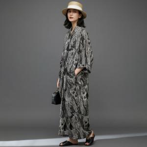 Black Artistic Patterns Front Cross Maxi Dress