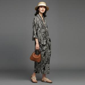 Black Artistic Patterns Front Cross Maxi Dress