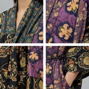 Front Cross Silky Colorful Printed Elegant Dress