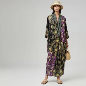 Front Cross Silky Colorful Printed Elegant Dress