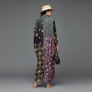 Front Cross Silky Colorful Printed Elegant Dress