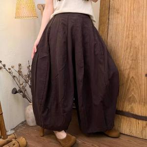 Sand Wash Linen Coffee Balloon Pants