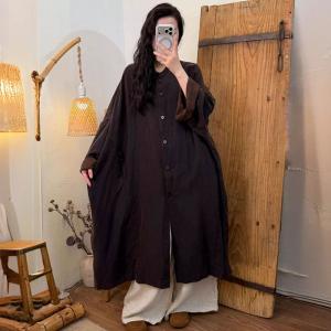 Sand Wash Linen Midi Oversized Trench Coat