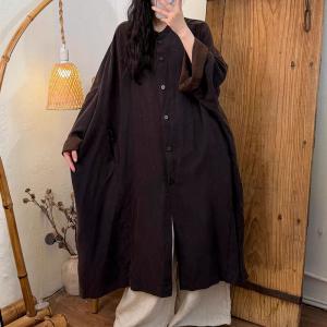 Sand Wash Linen Midi Oversized Trench Coat