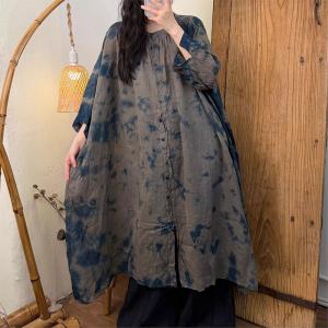 Handmade Plant Dying Organic Ramie Midi Dress