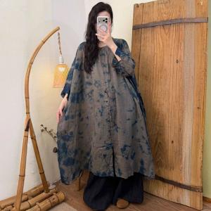 Handmade Plant Dying Organic Ramie Midi Dress