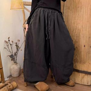 Solid Colors Organic Linen Wide Leg Loose Pants
