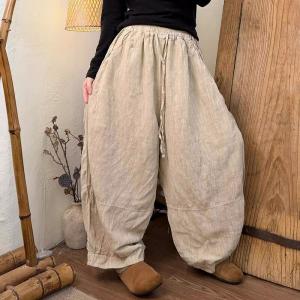 Solid Colors Organic Linen Wide Leg Loose Pants