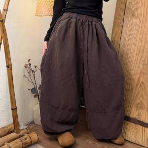Solid Colors Organic Linen Wide Leg Loose Pants
