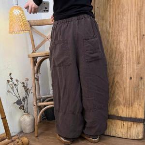 Solid Colors Organic Linen Wide Leg Loose Pants