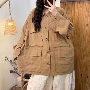 Multi-Functional Pockets Linen Shacket