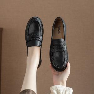 Calf Leather Low Heels Womens Loafers