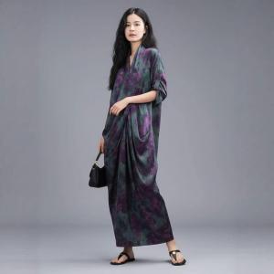 Silky Front Cross Printed Maxi Dress