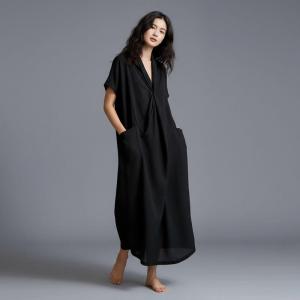 Short Sleeves Summer Linen Front Cross Dress