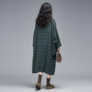 Colored Striped Linen Loose Caftan Dress