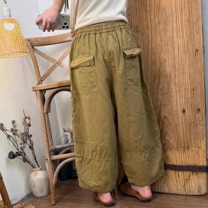 Casual Chic Linen Loose Khaki Pants