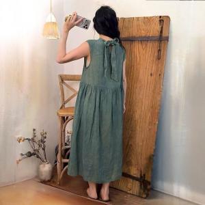 Plant Dyeing Summer Loose Ramie Vest Dress