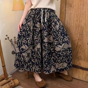 Beach Style Printed Wide Leg Ankle Pants
