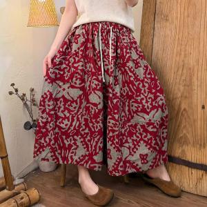 Beach Style Printed Wide Leg Ankle Pants