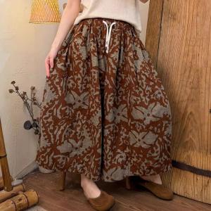 Beach Style Printed Wide Leg Ankle Pants