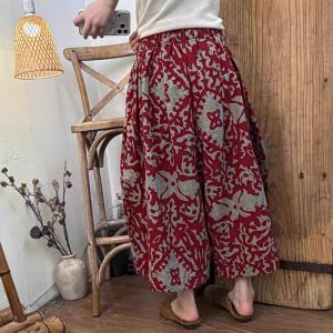 Beach Style Printed Wide Leg Ankle Pants