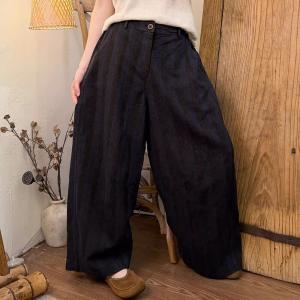 Vertical Striped Linen High Rise Pants