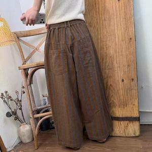 Vertical Striped Linen High Rise Pants