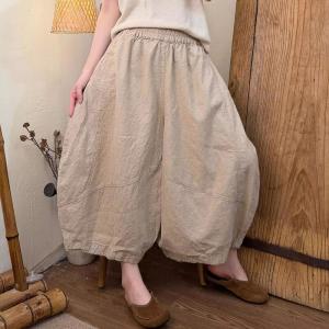 Lazy Day Balloon Linen Crop Pants