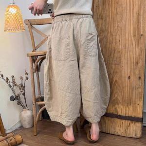 Lazy Day Balloon Linen Crop Pants