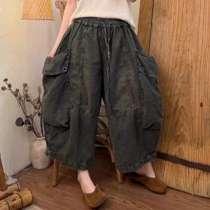Big Pockets Drawstring Waist Ankle Cargo Pants