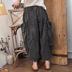 Big Pockets Drawstring Waist Ankle Cargo Pants
