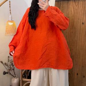 Long Sleeves Pastel Linen Oversized Tunic