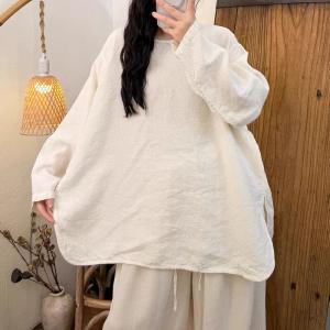 Long Sleeves Pastel Linen Oversized Tunic