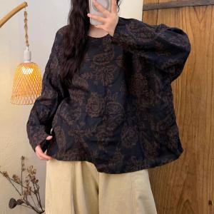 Loose-Fit Linen Paisley Blouse