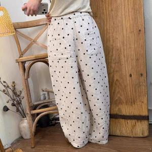 Small Polka Dot Loose Linen Beach Pants