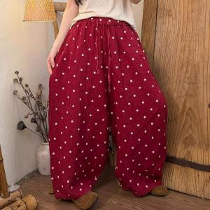 Small Polka Dot Loose Linen Beach Pants